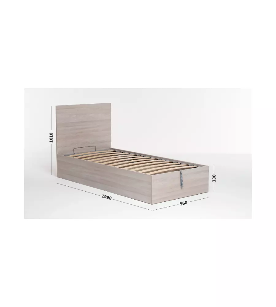 LETTO SINGOLO CONTENITORE "HI BOX" OLMO NATURALE 90X190 CM